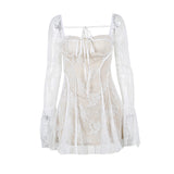 homecoming dresses Summer New Sexy Semi-Transparent Hip Skirt Fresh Style Elegant Slim Lace Strap Dress Women