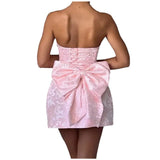 homecoming dresses Elegant Sexy Fashion Jacquard Tube Top Bow Short Dress Women's 2024 Summer New Small Skirt