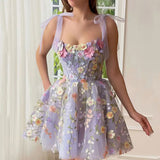 GORUNRUN- Women's Fashion Three-dimensional Flower Embroidery Hip-wrapped Sexy Suspender Dress