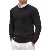 mens fashion Autumn and Winter New Men's round Neck Knitted Sweater Slim-Fit Long-Sleeved Twisted Solid Color Simple Knitted Bottoming Shirt Men