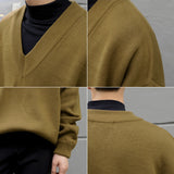 fall fits men Autumn V-neck Sweater Men's Korean-Style Loose Lazy Sweater for Outer Wear Student Japanese Long Sleeve Coat Fashion