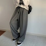 masc outfits Spring and Summer Draping Loose Casual Suit Pants Men's Japanese Retro Small Plaid Trousers