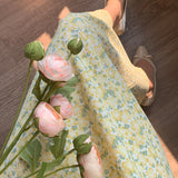 GORUNRUN- Light yellow floral skirt for women spring and summer new Korean style high waist long skirt with long skirt A-line umbrella skirt