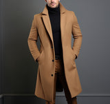 mens winter fashion 2024 Woolen Coat Men's Mid-Length Woolen Coat Slim Fit Suit Collar Trench Coat