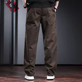 men fall outfits Autumn and Winter High-End Overalls Men's Loose Straight Trousers Simple Retro Fleece-lined Men's Casual Pants Fashion