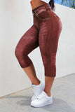 GORUNRUN Plain Casual Tight Capris Leggings