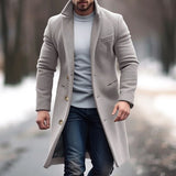 mens winter fashion 2024 Woolen Coat Men's Mid-Length Woolen Coat Slim Fit Suit Collar Trench Coat