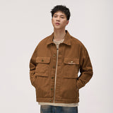 mens fall outfits Fall 2024 Loose Cotton Denim Coat Men's American Retro Multi-Pocket Lapel Workwear Jacket