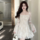 homecoming dresses Summer New Sexy Semi-Transparent Hip Skirt Fresh Style Elegant Slim Lace Strap Dress Women