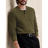 mens outfits Autumn and Winter Men's Long-Sleeved round Neck T-shirt Men's Slim Fit Henley Shirt Casual Top