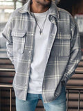 men fall outfits New 3D Printed Men's Shirt Plaid Pocket Long Sleeve Shirt