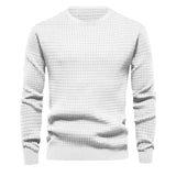 mens outfits Autumn Small Plaid Men's Trendy round Neck Pullover Trendy Loose Knitted Long Sleeve Cotton T Top Men