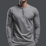 mens outfits 2024 Autumn and Winter Long-Sleeved T-shirt Men's T-shirt Twill Henry Collar Fashion Men's Casual Solid Color Bottoming Shirt