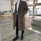 mens winter fashion Woolen Coat Men's Mid-Length Winter Thickened Korean Style Trendy Woolen Trench Coat Double-Sided Woolen Coat