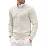 mens fashion Autumn and Winter New Men's round Neck Knitted Sweater Slim-Fit Long-Sleeved Twisted Solid Color Simple Knitted Bottoming Shirt Men