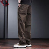 men fall outfits Autumn and Winter High-End Overalls Men's Loose Straight Trousers Simple Retro Fleece-lined Men's Casual Pants Fashion