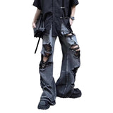 streetwear men outfits Strict Selection Straight Jeans Men's Ripped Loose High Street Versatile Student 2024 Summer New Fashion Trendy Wide Leg