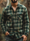 men fall outfits 2024 Autumn and Winter Men's New Shirt Men's Plaid Printed Fleece-lined Men's Pocket Shirt