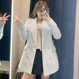 GORUNRUN-Autumn New Women's Clothing Wholesale Tweed Pocket Decoration Retro Long Sleeve Suit Jacket