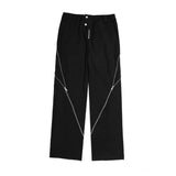 Gorunrun-High-end niche structural design pants women's fashion zipper slit micro-launched trousers drooping straight casual pants women