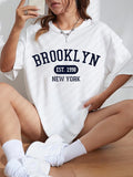 GORUNRUN-Brooklyn EST.1998 NEW YORK City Printed T-Shirt Female Cotton Breathable Short Sleeve Summer High Quality Brand Streetwear Women