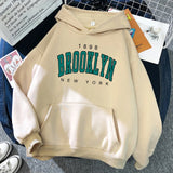 Gorunrun-1898 Brooklyn New York Printed Women Hoodies Fashion Fleece Hoody Creativity Pullover Clothing Street Loose Sweatshirts Women'S