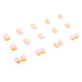 Gorunrun-Fall Nails DIY 24Pcs/Set Refreshing Lemon Short Round Coffin False Nails Girls Nail Art Decoration Full Cover Artificial Fake Nails Removable