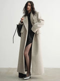 Gorunrun- 30% Wool X-Long Big Size Warm Woolen Coat New Lapel Long Sleeve Women Jacket Fashion Tide Autumn Winter