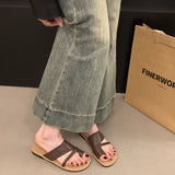 GORUNRUN-Rome Style Women Slipper Fashion Clip Toe Soft Flat Heel Ladies Outdoor Beach Vaction Slides Flip Flop Summer Shoes