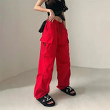 GORUNRUN Y2K Cargo Pants Women Streetwear High Waist Baggy Drawstring Joggers Sweatpants Loose Casual Oversize Wide Leg Trousers