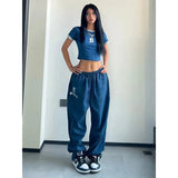 GORUNRUN Y2K Joggers Sweatpants Women Streetwear Oversize Print Jogging Wide Leg Pants Hip Hop Baggy Casual Black Sports Trousers