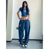 GORUNRUN-Y2K Joggers Sweatpants Women Streetwear Oversize Print Jogging Wide Leg Pants Hip Hop Baggy Casual Black Sports Trousers