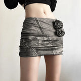 GORUNRUN-3d Floral Appliques Mini Skirts Sexy New in Micro Skirt Extreme Y2k Harajuku Fashion Streetwear Women Bottoms