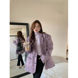 GORUNRUN-Vintage Wool Coat Women Korean Single-Breasted Blazers Elegant Woolen Overcoat Streetwear Oversized Jackets Casual Outwear Tops