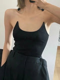 GORUNRUN New Invisible Strap Tank Top For Women Knit Ribbed Sleeveless Basic T-Shirt Cropped Corset Bustier Tops With Open Shoulder