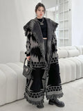 Gorunrun- Black Big Size Knitting Long Thtick Cardigan Sweater Loose Lapel Long Sleeve Women New Fashion Spring Autumn