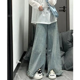 GORUNRUN-Y2K Style Distressed Retro Raw-edged Wide-leg Jeans Women in Autumn New High-waisted Cheap Women's Clothing and Free Shipping Offers Y2k