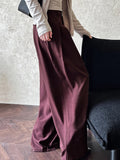 Gorunrun- High Waist Wine Red Brief Pleated Long Wide Leg Elegant Pants New Trousers Women Fashion Tide Spring Autumn