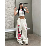 GORUNRUN-Y2K Oversized Sweatpants Women Streetwear Letter Print Wide Leg Pants Harajuku Baggy Joggers Korean High Waist Sports Trousers