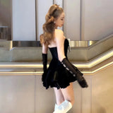 Gorunrun-hoco dresses -hoco dresses -Sexy Bow Slash Neck Strapless Dresses Summer Women's Dress New Solid Slim High Waist Fashion Slim A-line Wrapped Mini Dress