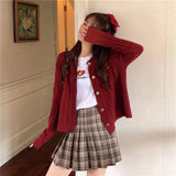 GORUNRUN-Sweet Knitted Cardigan Women Heart Buttons Sweaters Coat Korean Cropped Slim Knitwear Solid Kawaii Casual Jumpers Outwear Tops