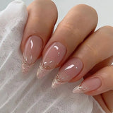 Gorunrun-Fall Nails DIY 24pcs Long Almond False Nails French Manicure With Gold Edge Press on Nails Fake Nails DIY Manicure Detachable Nail Tips