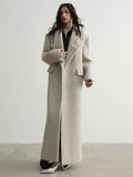 Gorunrun- 30% Wool X-Long Big Size Warm Woolen Coat New Lapel Long Sleeve Women Jacket Fashion Tide Autumn Winter