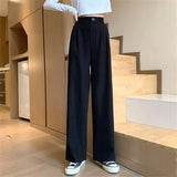 GORUNRUN-Fashion Loose Office Lady Thin Wide Leg Pants Summer High Waist Elastic Women  4XL Casual Korean Straight Trousers New