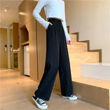 GORUNRUN-Fashion Loose Office Lady Thin Wide Leg Pants Summer High Waist Elastic Women  4XL Casual Korean Straight Trousers New