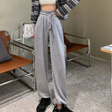 GORUNRUN Y2K High Waist Elastic Wide Leg Pants Women Spring Harajuku Hip Hop Straight Trousers Casual Korean Lace Up Sweatpants