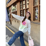 GORUNRUN-Sweet 3D Flower Sweater Women Streetwear Print Knitted Pullovers Korean Casual Knitwear Winter Harajuku Loose Jumpers Tops New