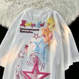 Gorunrun-Sweet cool star letter printing short-sleeved T-shirt women's fashion summer loose lazy wind trend retro y2k top O-neck T-shirts