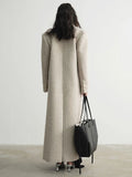 Gorunrun- 30% Wool X-Long Big Size Warm Woolen Coat New Lapel Long Sleeve Women Jacket Fashion Tide Autumn Winter