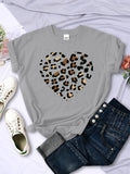 Gorunrun-Simple Broken Leopard Heart Women Tshirt Casual Fashion T Shirts Soft Fashion Tee Clothing Harajuku Comfortable Women'S T Shirt